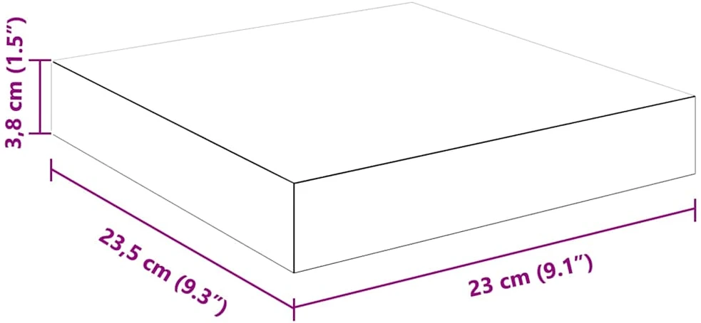 Pakabinamos lentynos, 4vnt., baltos, 23x23,5x3,8cm, MDF