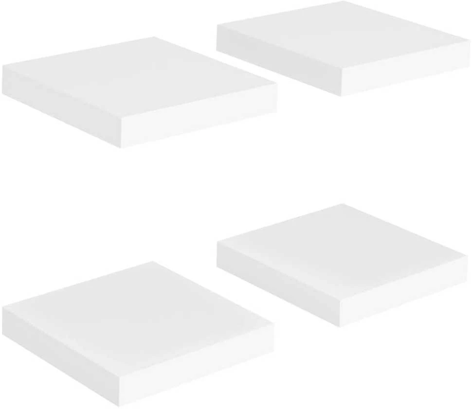 Pakabinamos lentynos, 4vnt., baltos, 23x23,5x3,8cm, MDF
