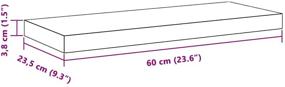 Pakabinamos lentynos, 4vnt., baltos, 60x23,5x3,8cm, MDF
