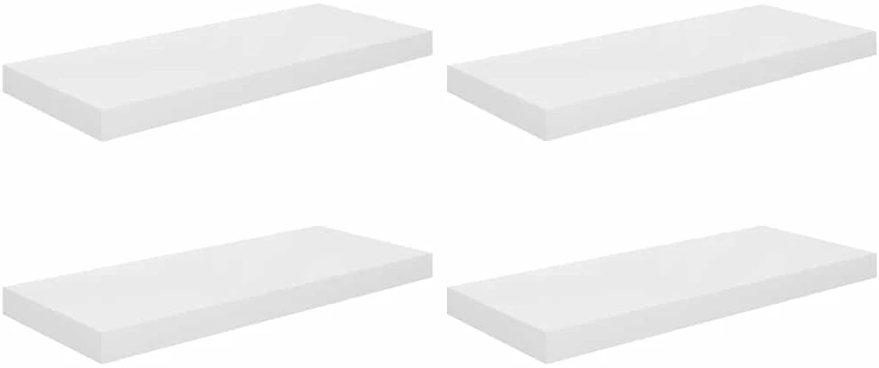 Pakabinamos lentynos, 4vnt., baltos, 60x23,5x3,8cm, MDF