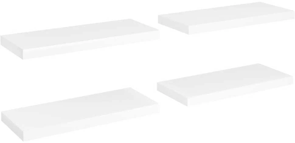 Pakabinamos lentynos, 4vnt., baltos, 60x23,5x3,8cm, MDF