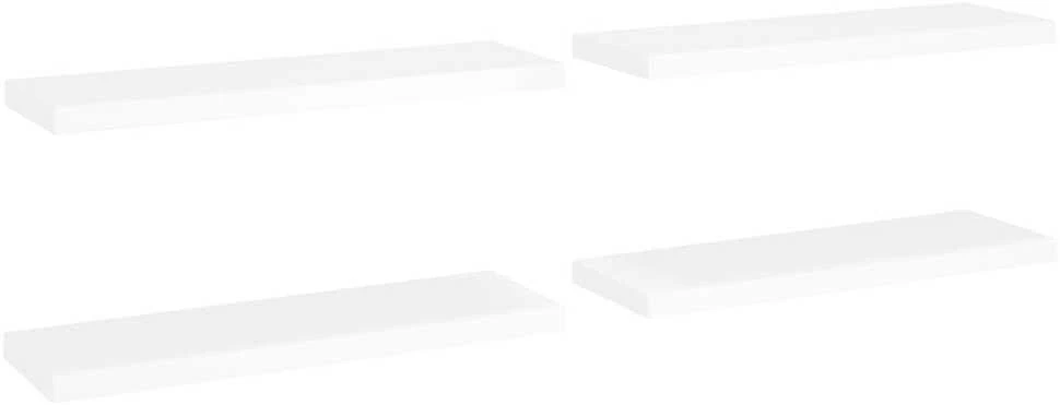 Pakabinamos lentynos, 4vnt., baltos, 80x23,5x3,8cm, MDF