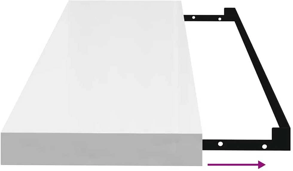 Pakabinamos lentynos, 4vnt., baltos, 80x23,5x3,8cm, MDF