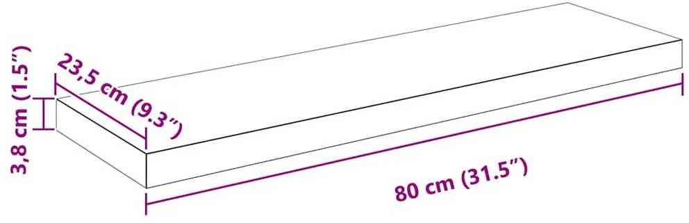 Pakabinamos lentynos, 4vnt., baltos, 80x23,5x3,8cm, MDF