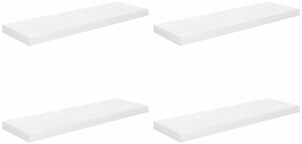 Pakabinamos lentynos, 4vnt., baltos, 80x23,5x3,8cm, MDF