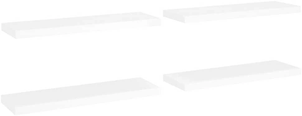 Pakabinamos lentynos, 4vnt., baltos, 80x23,5x3,8cm, MDF