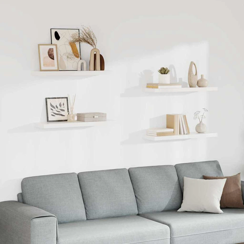 Pakabinamos lentynos, 4vnt., baltos, 80x23,5x3,8cm, MDF