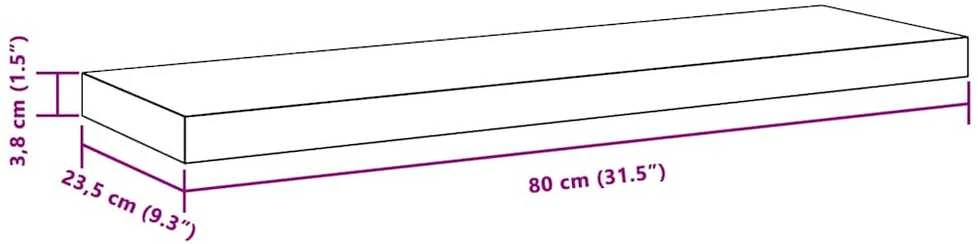 Pakabinamos lentynos, 4vnt., baltos, 80x23,5x3,8cm, MDF