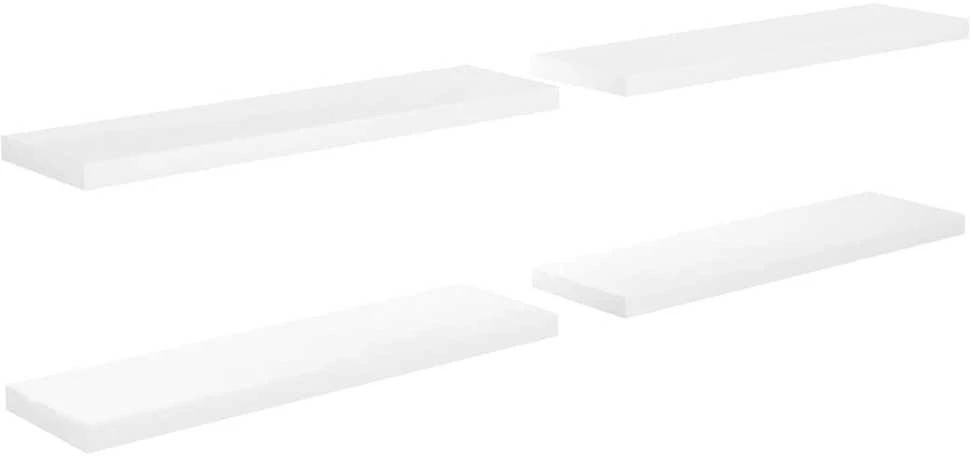 Pakabinamos lentynos, 4vnt., baltos, 90x23,5x3,8cm, MDF