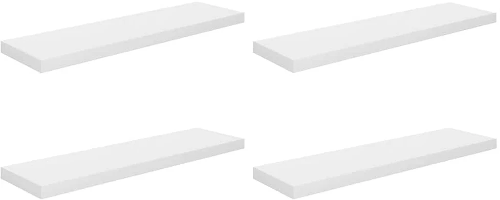 Pakabinamos lentynos, 4vnt., baltos, 90x23,5x3,8cm, MDF