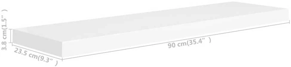 Pakabinamos lentynos, 4vnt., baltos, 90x23,5x3,8cm, MDF