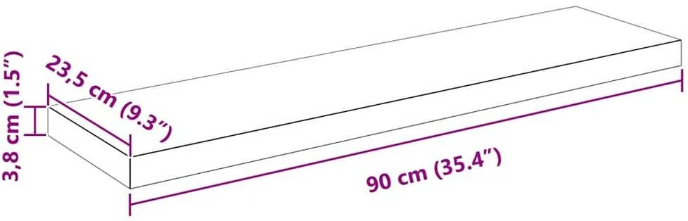 Pakabinamos lentynos, 4vnt., baltos, 90x23,5x3,8cm, MDF