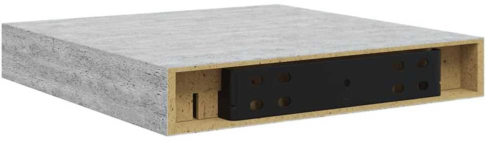 Pakabinamos lentynos, 4vnt., betono pilkos, 23x23,5x3,8cm, MDF