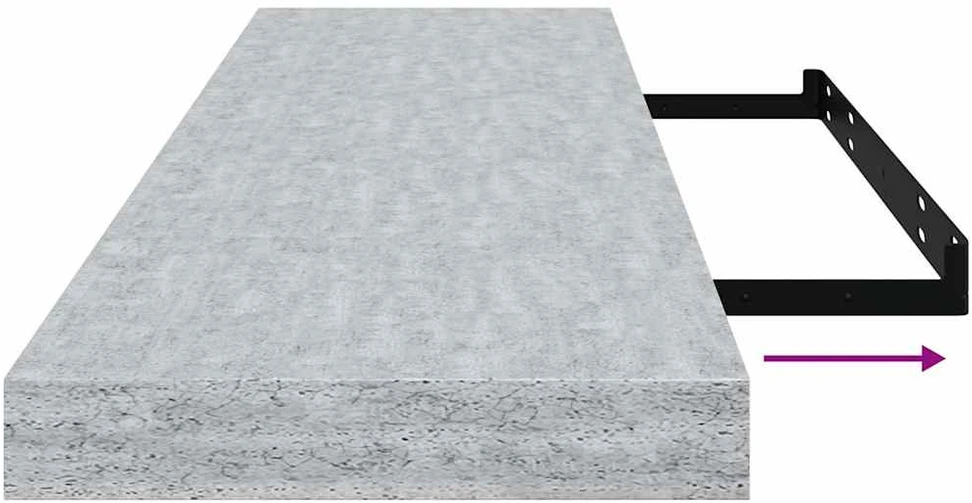 Pakabinamos lentynos, 4vnt., betono pilkos, 90x23,5x3,8cm, MDF