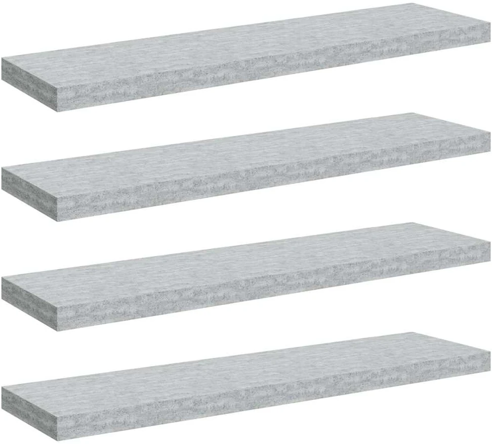 Pakabinamos lentynos, 4vnt., betono pilkos, 90x23,5x3,8cm, MDF