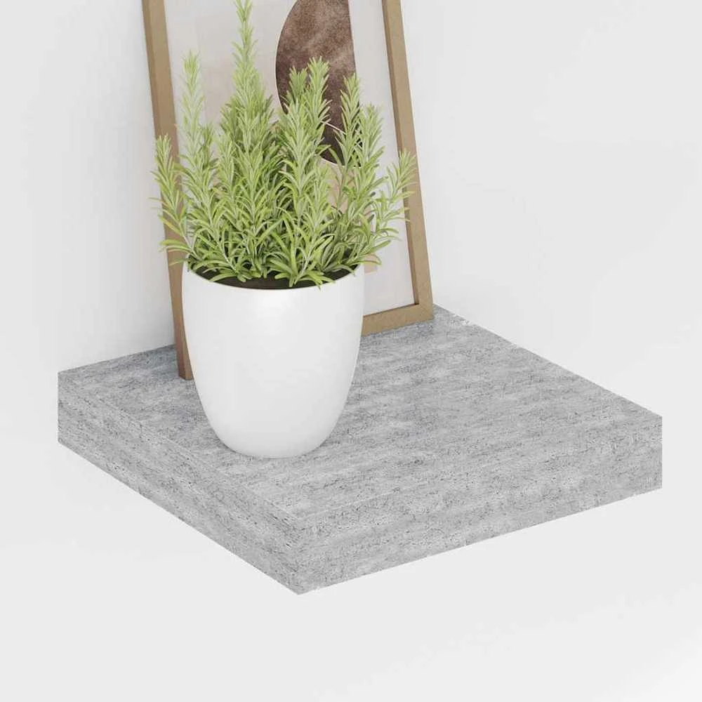Pakabinamos lentynos, 4vnt., betono pilkos, 23x23,5x3,8cm, MDF