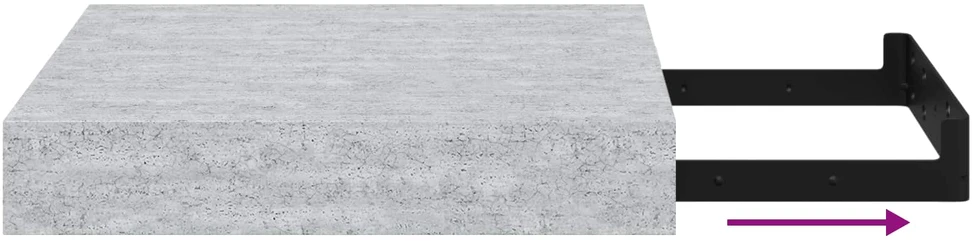 Pakabinamos lentynos, 4vnt., betono pilkos, 23x23,5x3,8cm, MDF