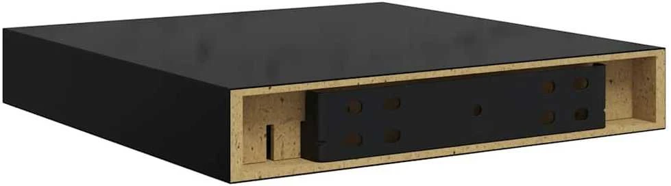 Pakabinamos lentynos, 4vnt., juodos, 23x23,5x3,8cm, MDF