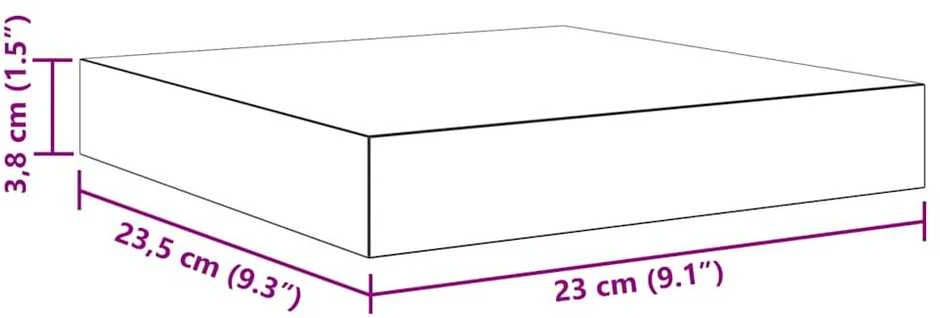 Pakabinamos lentynos, 4vnt., juodos, 23x23,5x3,8cm, MDF