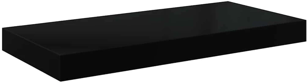 Pakabinamos lentynos, 4vnt., juodos, 60x23,5x3,8cm, MDF