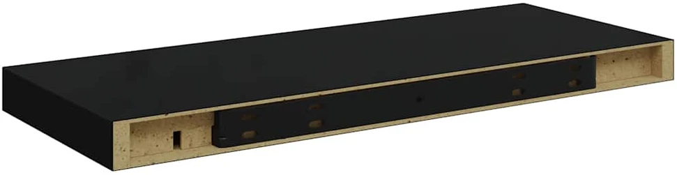 Pakabinamos lentynos, 4vnt., juodos, 60x23,5x3,8cm, MDF