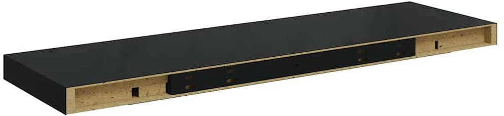 Pakabinamos lentynos, 4vnt., juodos, 80x23,5x3,8cm, MDF
