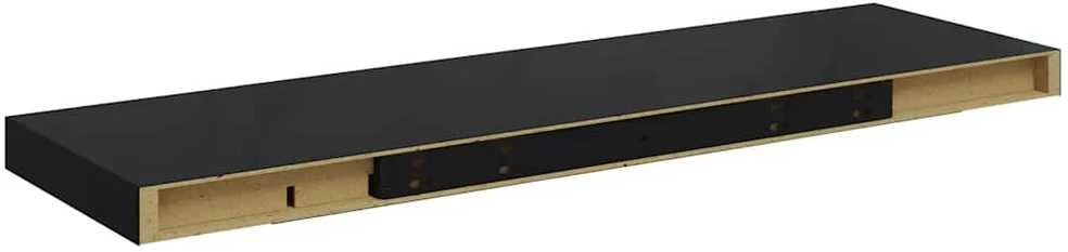 Pakabinamos lentynos, 4vnt., juodos, 80x23,5x3,8cm, MDF