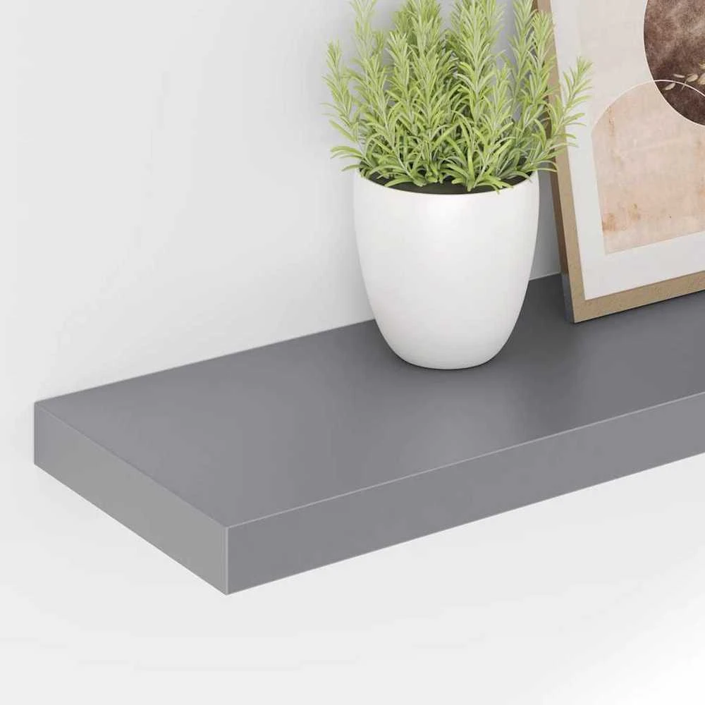 Pakabinamos lentynos, 4vnt., pilkos, 120x23,5x3,8cm, MDF