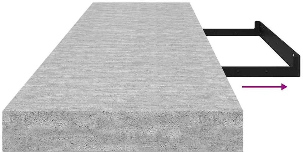 Pakabinamos lentynos, 4vnt., pilkos, 120x23,5x3,8cm, MDF