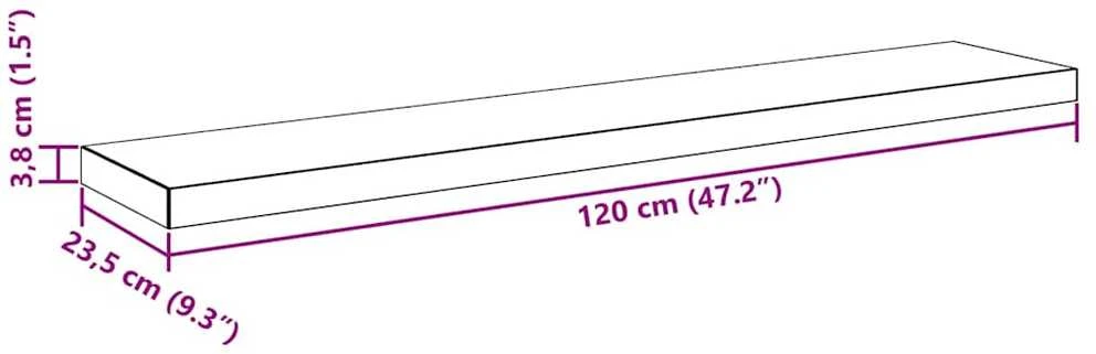 Pakabinamos lentynos, 4vnt., pilkos, 120x23,5x3,8cm, MDF