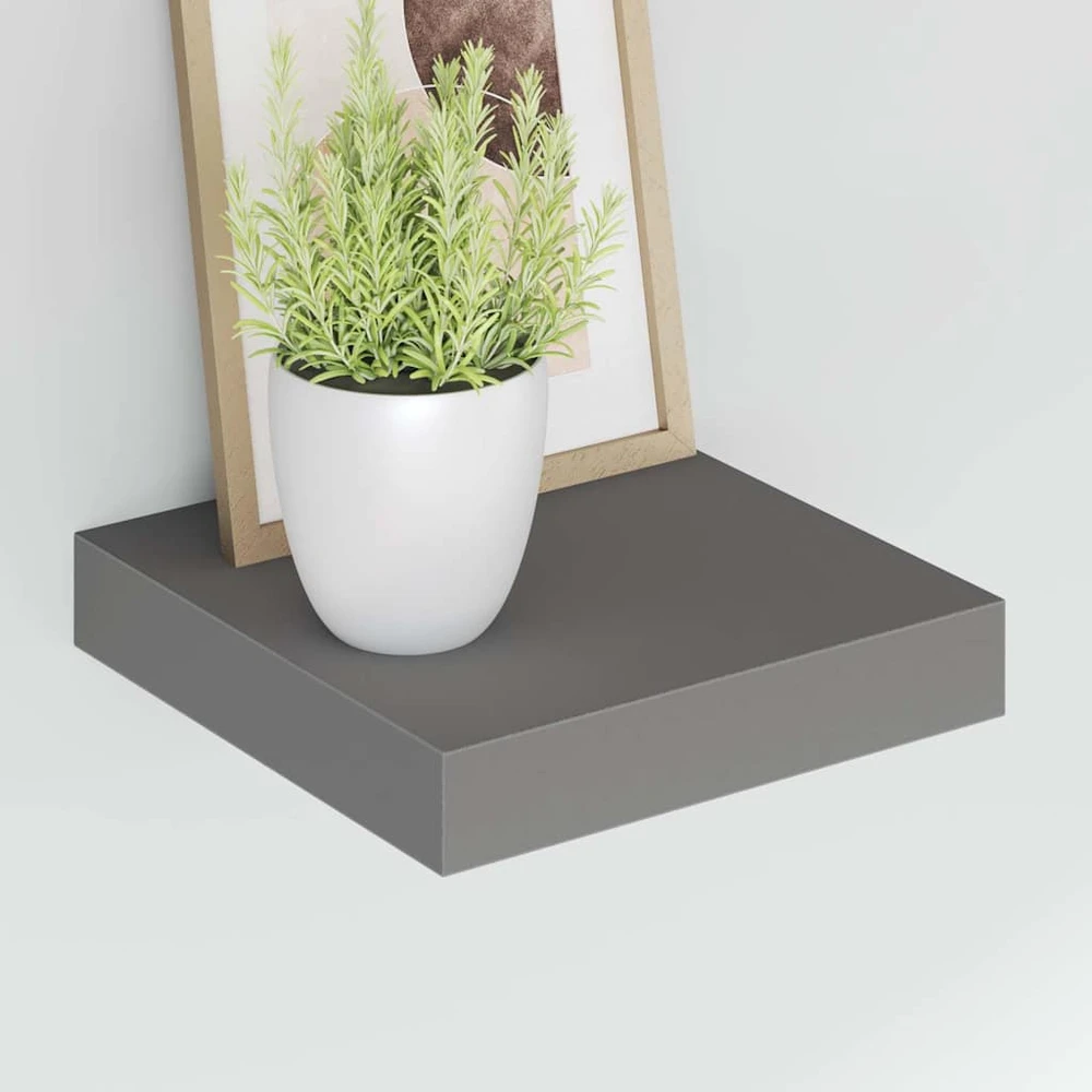 Pakabinamos lentynos, 4vnt., pilkos, 23x23,5x3,8cm, MDF