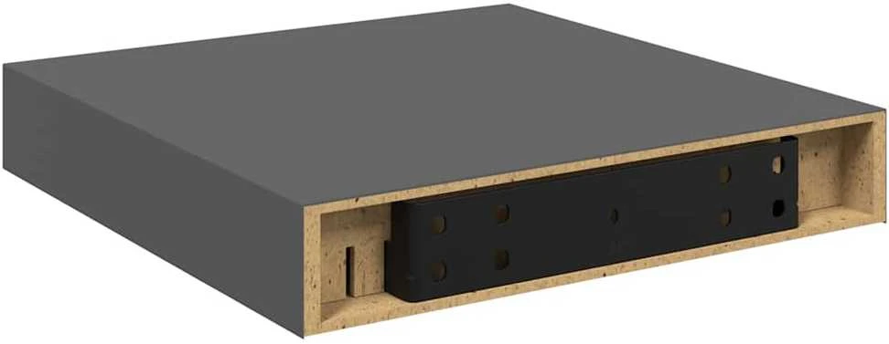 Pakabinamos lentynos, 4vnt., pilkos, 23x23,5x3,8cm, MDF
