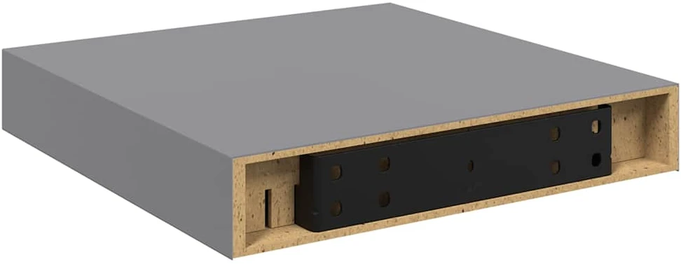 Pakabinamos lentynos, 4vnt., pilkos, 23x23,5x3,8cm, MDF