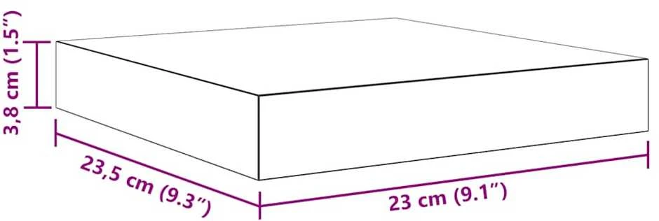Pakabinamos lentynos, 4vnt., pilkos, 23x23,5x3,8cm, MDF