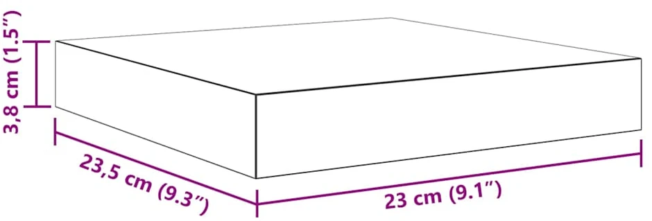 Pakabinamos lentynos, 4vnt., pilkos, 23x23,5x3,8cm, MDF