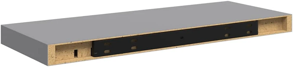 Pakabinamos lentynos, 4vnt., pilkos, 60x23,5x3,8cm, MDF