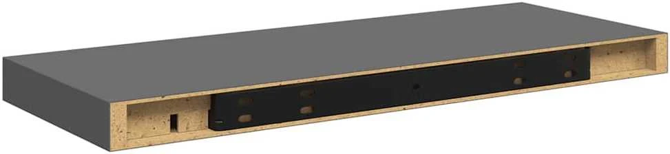 Pakabinamos lentynos, 4vnt., pilkos, 60x23,5x3,8cm, MDF