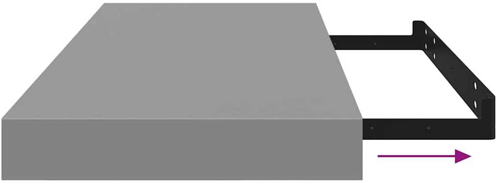 Pakabinamos lentynos, 4vnt., pilkos, 60x23,5x3,8cm, MDF