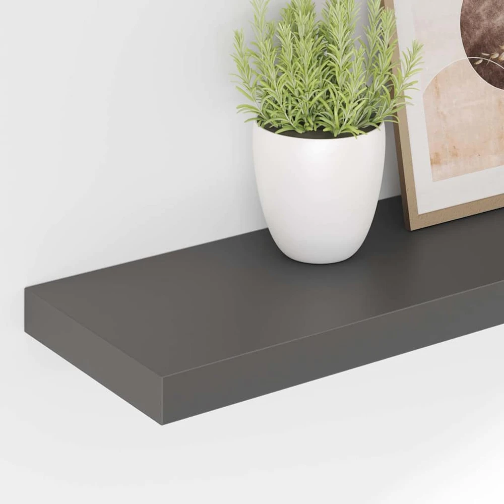 Pakabinamos lentynos, 4vnt., pilkos, 80x23,5x3,8cm, MDF