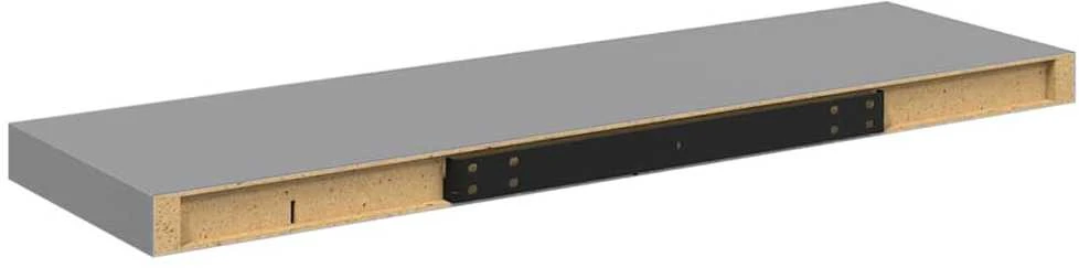 Pakabinamos lentynos, 4vnt., pilkos, 80x23,5x3,8cm, MDF