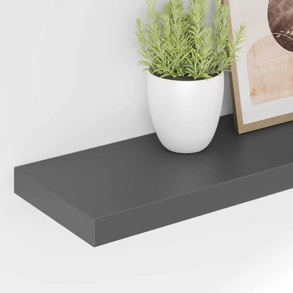 Pakabinamos lentynos, 4vnt., pilkos, 90x23,5x3,8cm, MDF