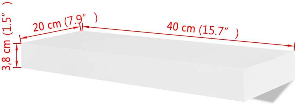 Pakabinamos sieninės eksponavimo lentynos, 2vnt., baltos spalvos, MDF