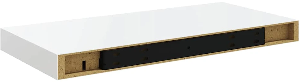 Pakabinamos sieninės lentynos, 2vnt., baltos, 50x23x3,8cm, MDF