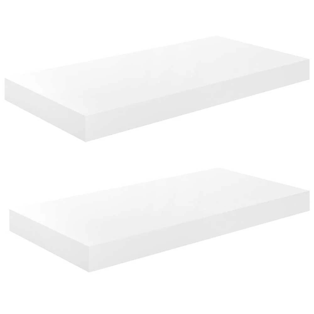 Pakabinamos sieninės lentynos, 2vnt., baltos, 50x23x3,8cm, MDF