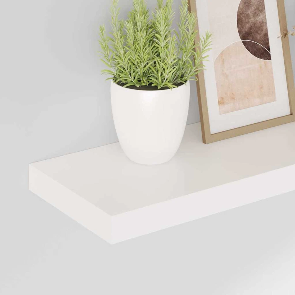 Pakabinamos sieninės lentynos, 2vnt., baltos, 50x23x3,8cm, MDF