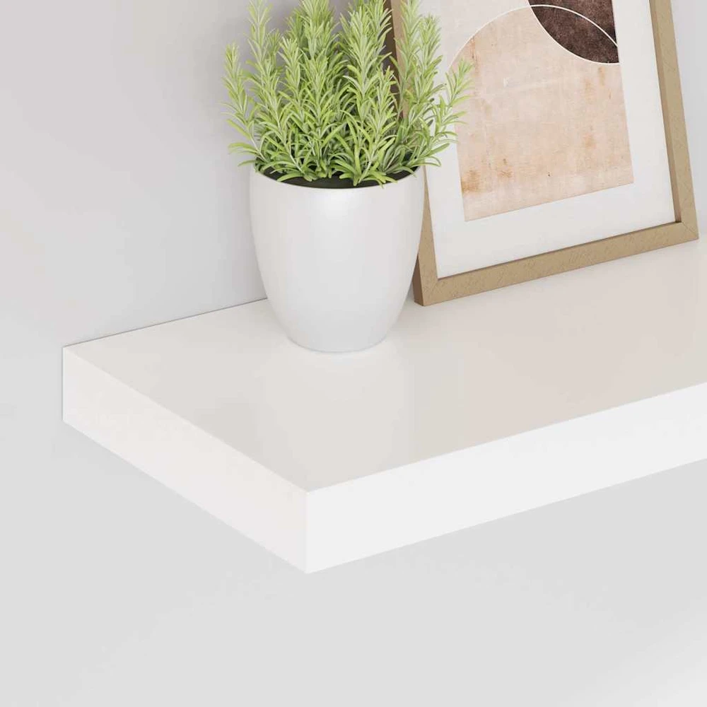 Pakabinamos sieninės lentynos, 2vnt., baltos, 40x23x3,8cm, MDF
