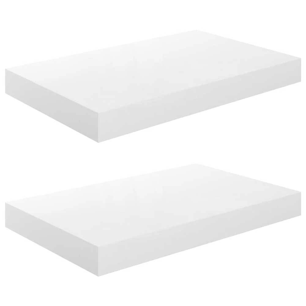 Pakabinamos sieninės lentynos, 2vnt., baltos, 40x23x3,8cm, MDF