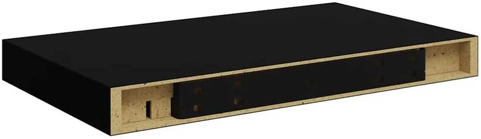 Pakabinamos sieninės lentynos, 2vnt., juodos, 40x23x3,8cm, MDF