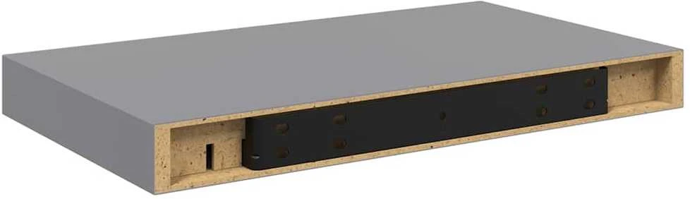 Pakabinamos sieninės lentynos, 2vnt., pilkos, 40x23x3,8cm, MDF