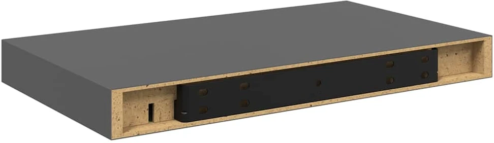 Pakabinamos sieninės lentynos, 2vnt., pilkos, 40x23x3,8cm, MDF